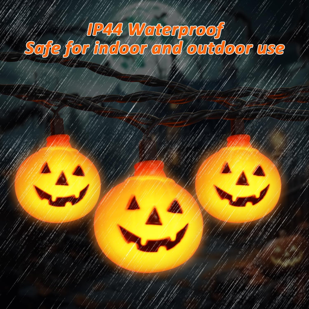 Halloween LED Pumpkin Lights - 8.5Ft Jack O Lantern Pumpkin String Lights with 10 LED Jack O Lantern Lights, for Indoor Outdoor Halloween Decorations for Home Party Yard Patio Tree, 0.07W