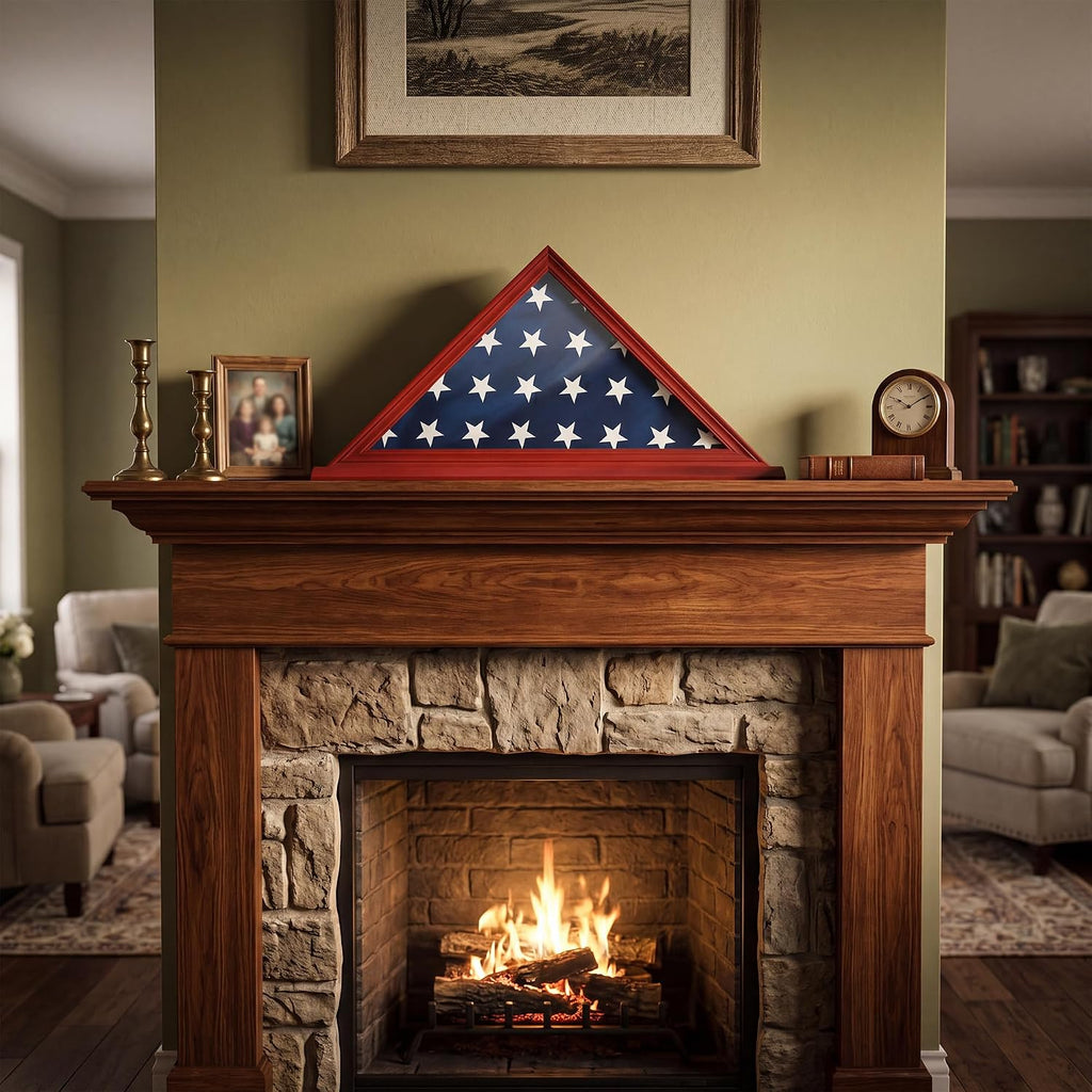 Folded Flag Display Case for 5'x9' Military Burial Flag, Cherry Solid Wood