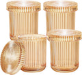 SheeChung 4 Pack Glass Qtip Holder Dispenser, Amber Apothecary Jars