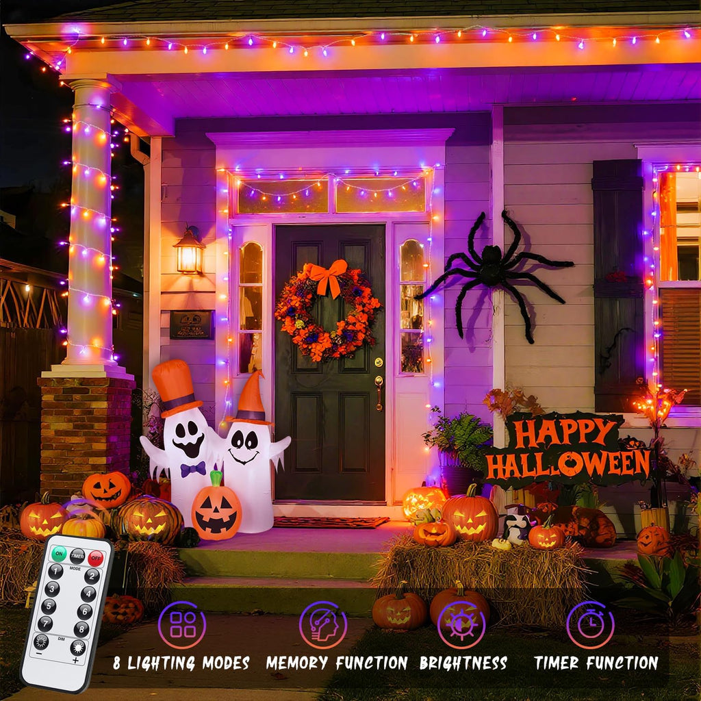 JMEXSUSS 33FT 100 LED Orange and Purple Halloween Lights