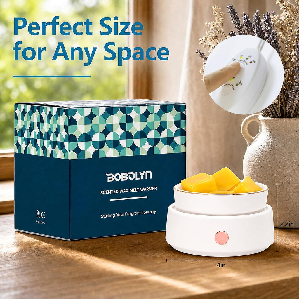 Candle Wax Melt Warmer with Safety Timer Auto Shut-Off Ceramic Electric Wax Burner Melter Timer Adjust Fragrance Intensity for Scented Wax Melts Candle Jars Essential Oils Home Office Gift Decor