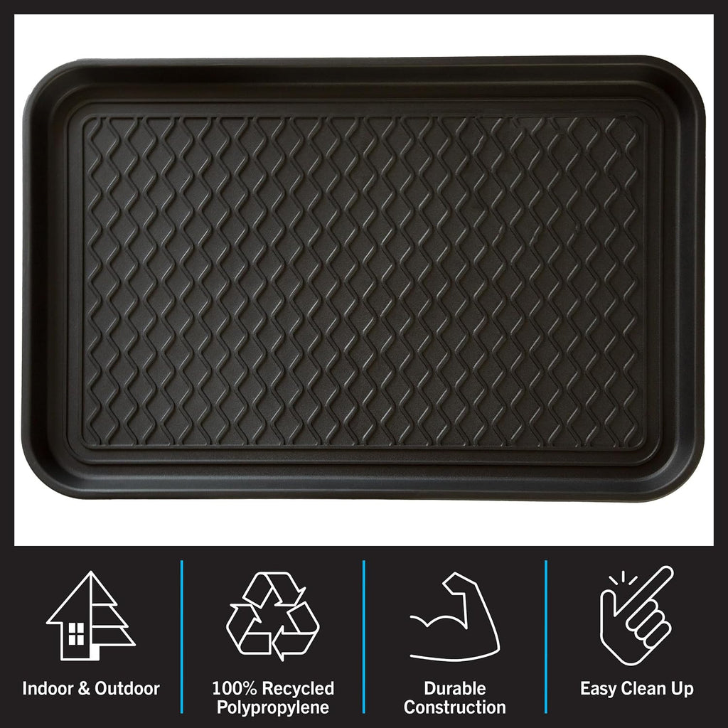Stalwart All-Weather Outdoor or Indoor Boot Tray, Black