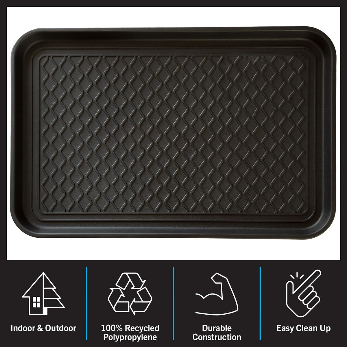 Stalwart All-Weather Outdoor or Indoor Boot Tray, Black