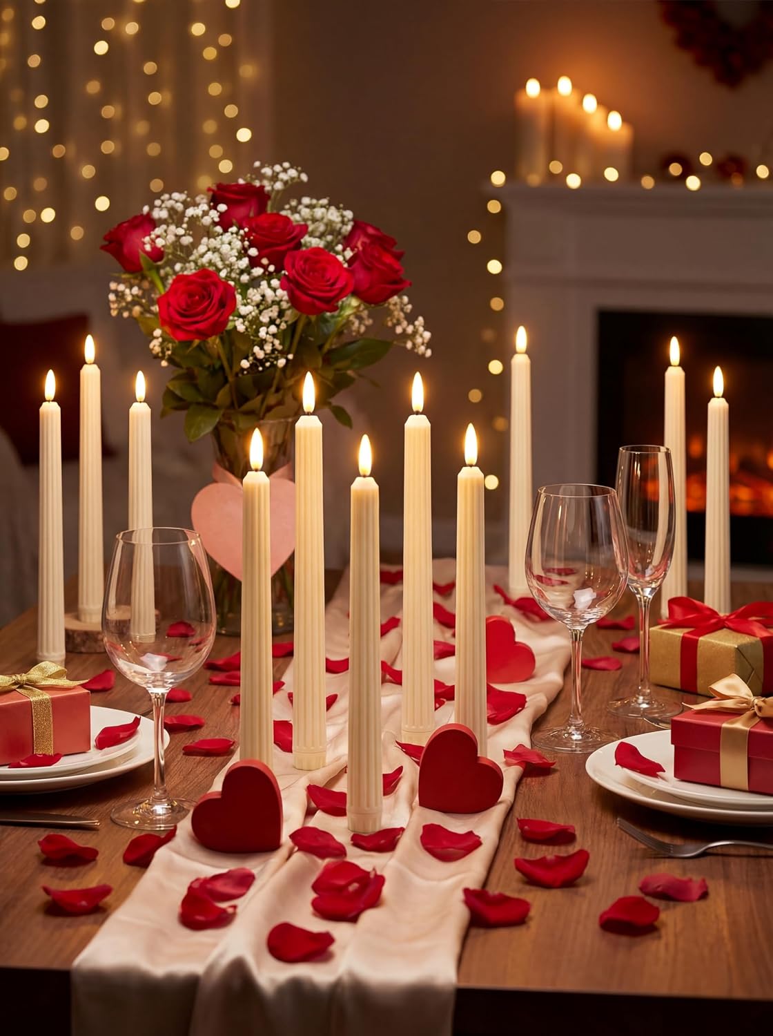 30 Pcs 11 Inch Flameless Taper Candles LED Candles Bulk, Roman Style,Ivory