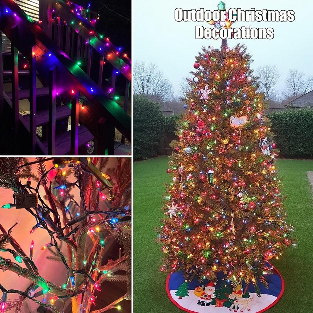 HISHINY Christmas Lights 100 Count Multicolor Christmas Tree String Lights with Green Wire for Outdoor Indoor Christmas Decorations Wedding Decorations Valentines Day Decor,UL Certified (21feet)