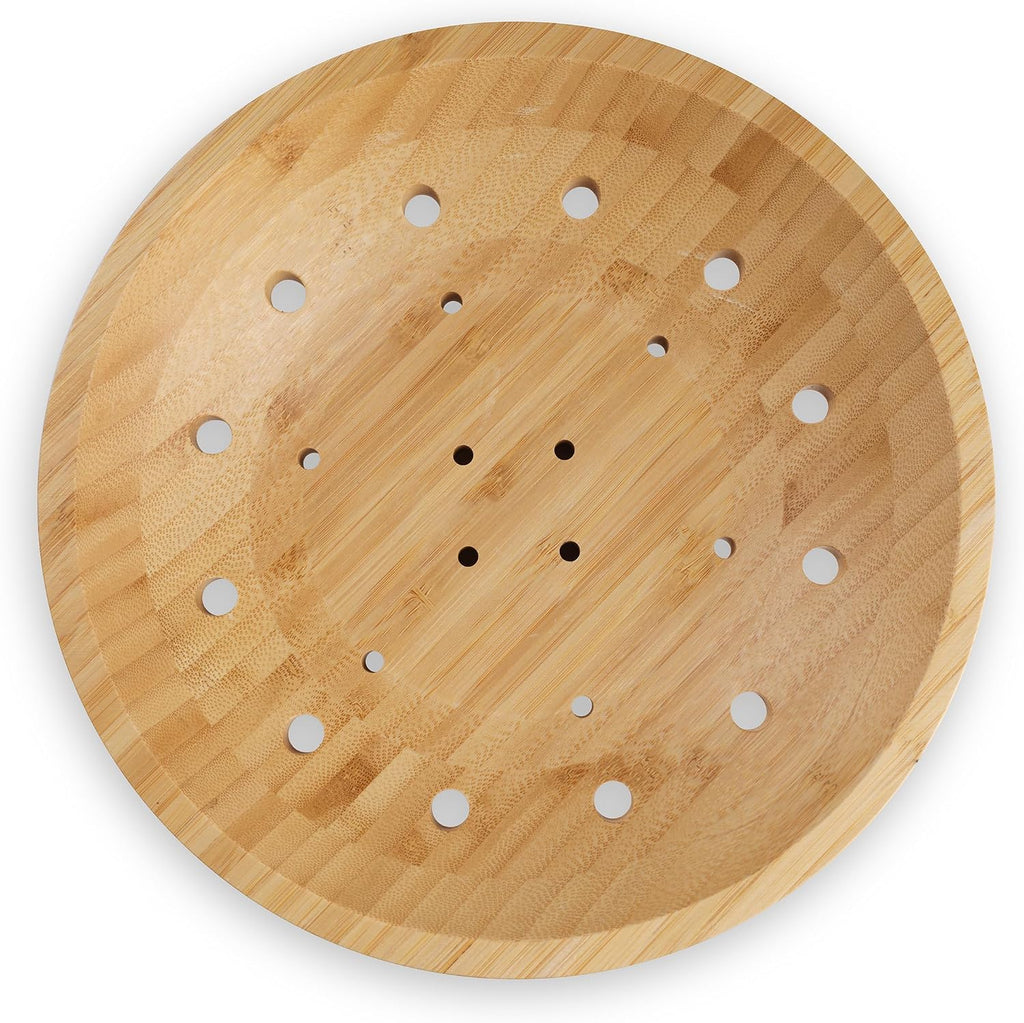 Wooden Fruit Bowl for Kitchen Counter, Bamboo Pedestal Fruit Basket, Vented