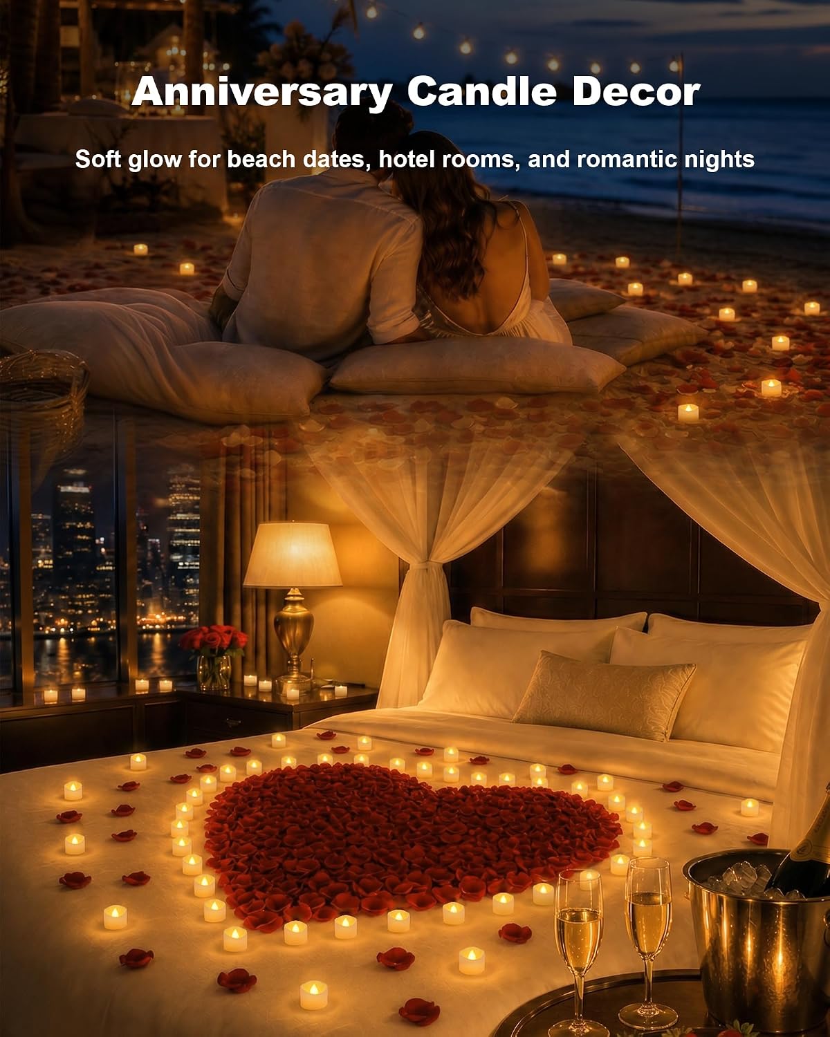 Homemory 24-Pack Battery Tea Lights with Timer Built in, Auto-On 6H Daily