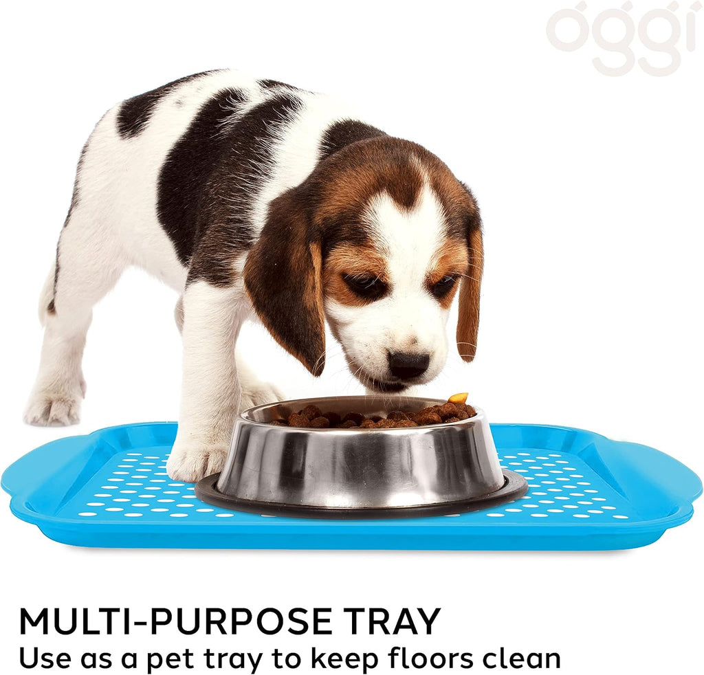 OGGI Anti Slip Serving Tray with Handles- Blue Rectangle Serving Tray - Ideal for Eating, Breakfast, Food Tray, Appetizer, Serving