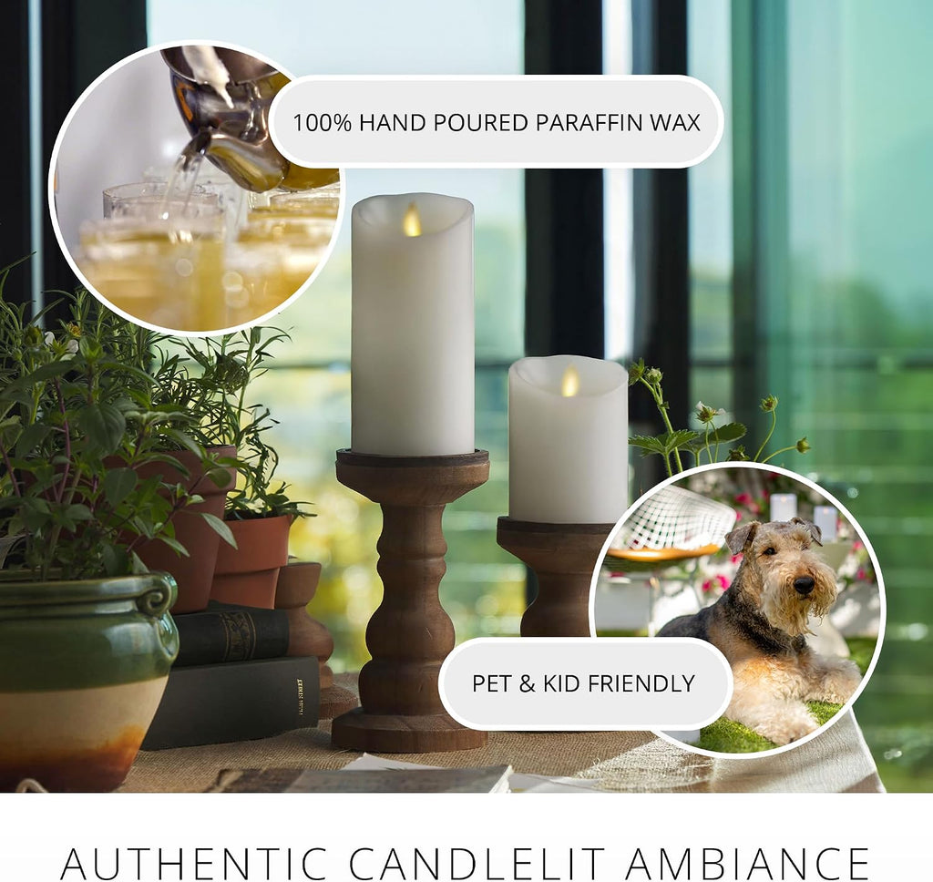 Luminara - Flameless LED Battery Operated Flickering Pillar Candles - White - Pack of 3-3x4.5 - Realistic Moving Flame Real Wax Indoor/Outdoor Decor
