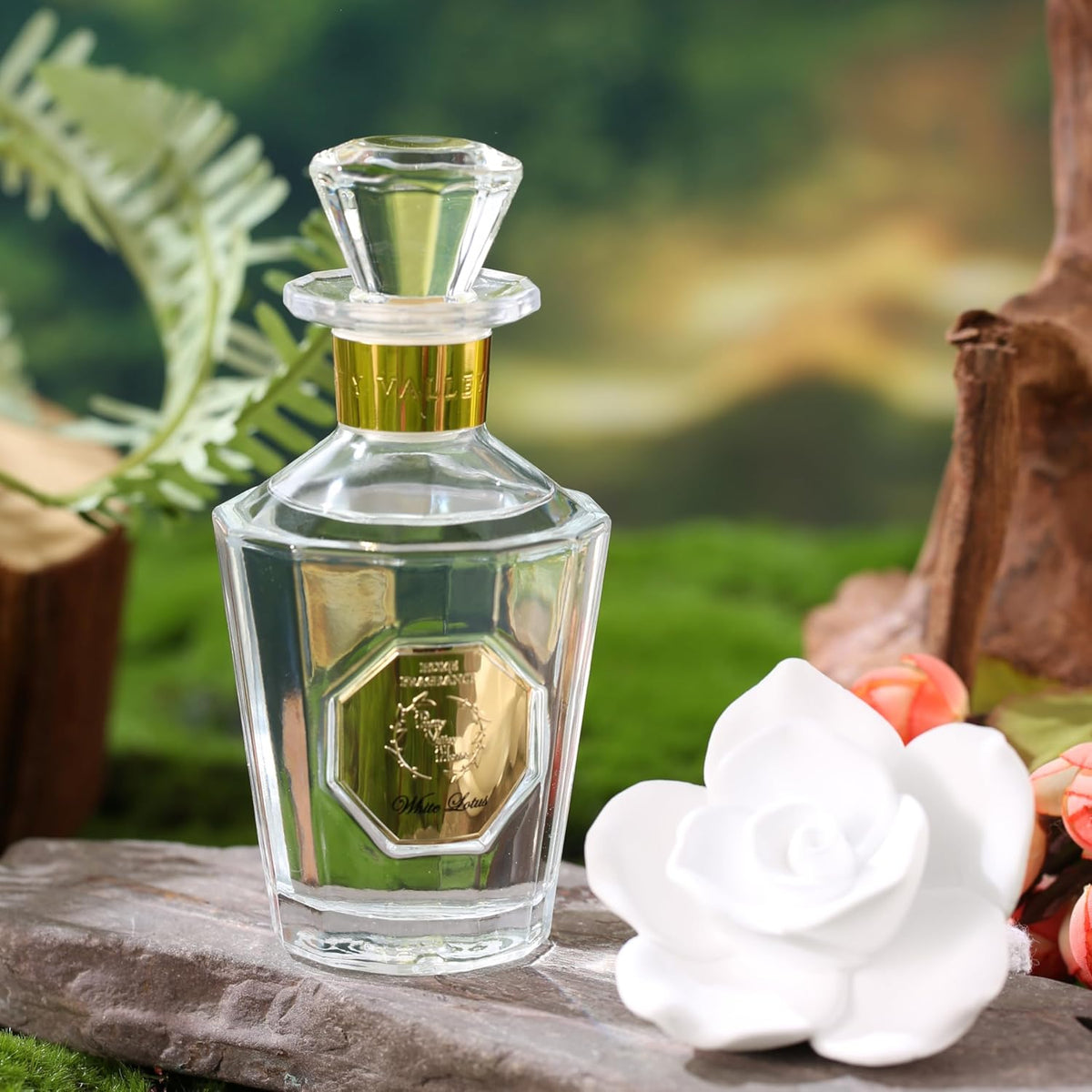 Reed Diffuser Set, Pretty Valley Home Diffuser Rose Petals Gypsum White Flower Oil 100Ml / 3.38fl OZ Gift Box for Bathroom Office Bathroom Living Room Decor (Magnolia & Orchid)
