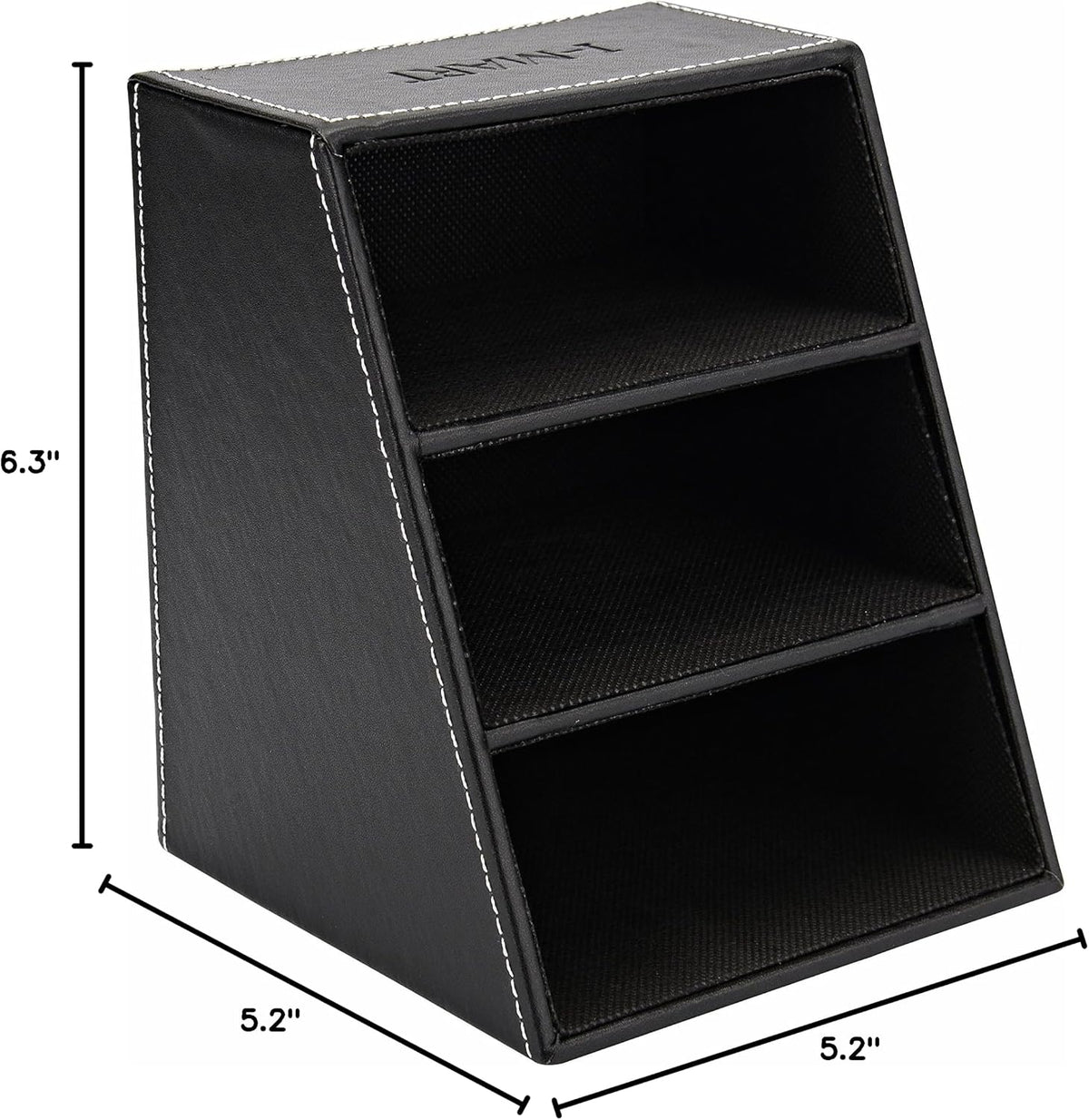 I-MART PU Leather Remote Control Holder Organizer with 3 Compartments, Stylish TV Remote Holder Caddy for Desk Nightstand Coffee Table and Media Accessory Storage (Black)