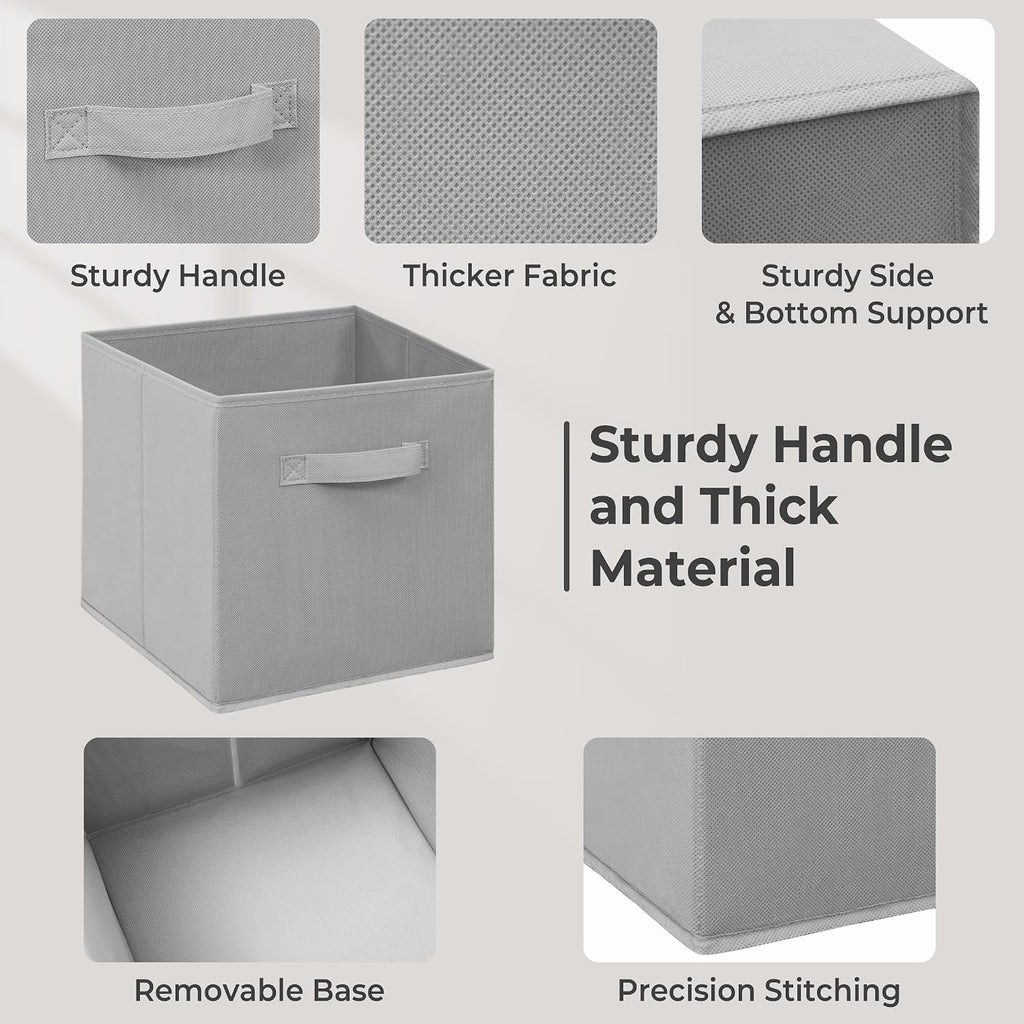 11" Fabric Storage Bins, Collapsible Storage Cubes Organizer with Handles, Heavy Duty Cube Organizer for Home, Office, Shelves, Closets, Bedroom, Living Room, 7 Pack, Grey