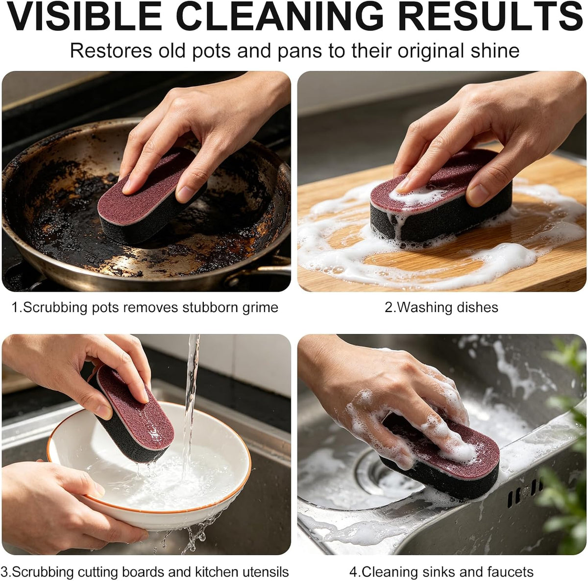 Magic Sponges Cleaning Eraser,Multi-Functional Eraser,Heavy-Duty Melamine Sponge Foam Pads,Multi-Functional Household Cleaning Kitchen Dish Sponge for Furniture,Kitchen, Bathroom,Sink(5PCS)