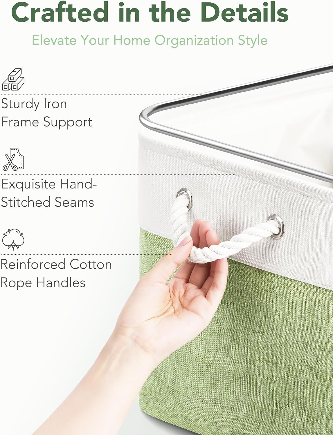 13x15x13 Inch Large Storage Bins with Cotton Rope Handles 6-Pack