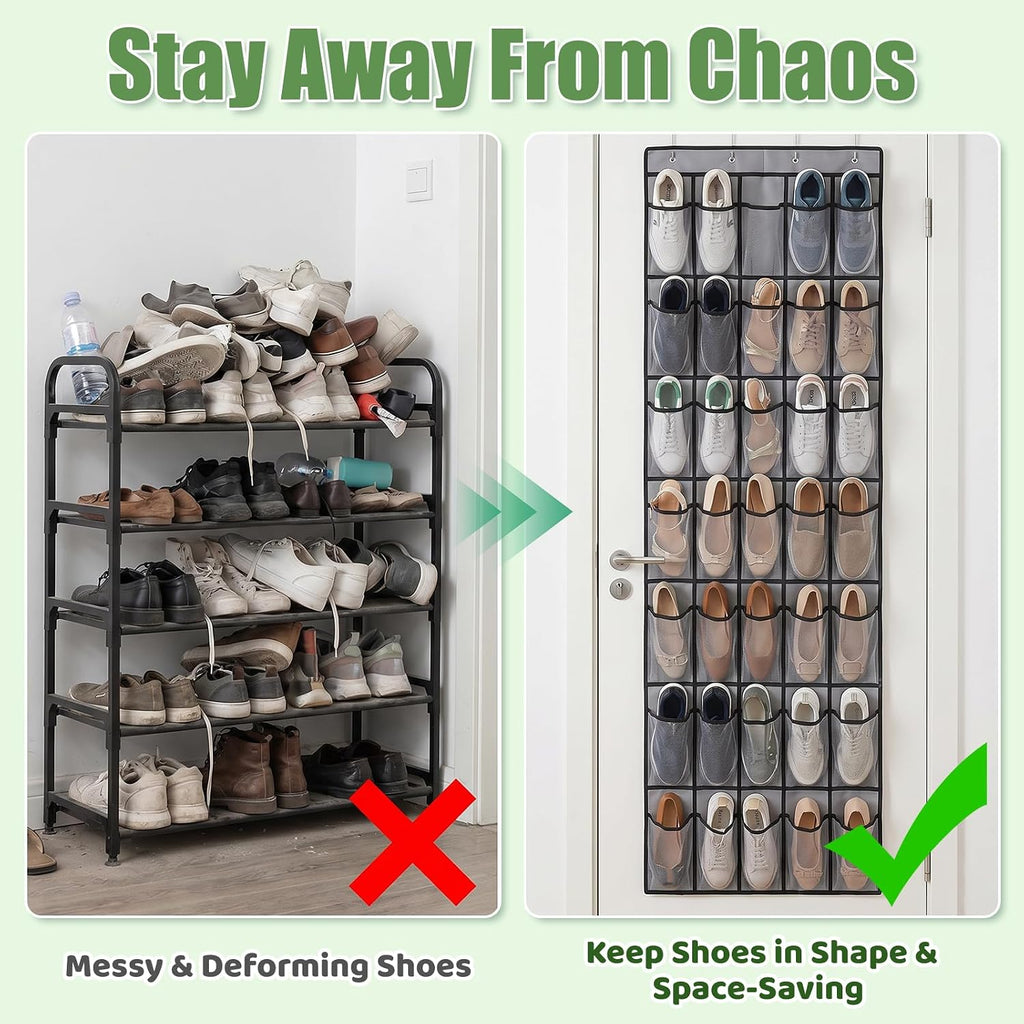 2 Pcs Over The Door Shoe Organizer, 80 Large Mesh Pocket Total
