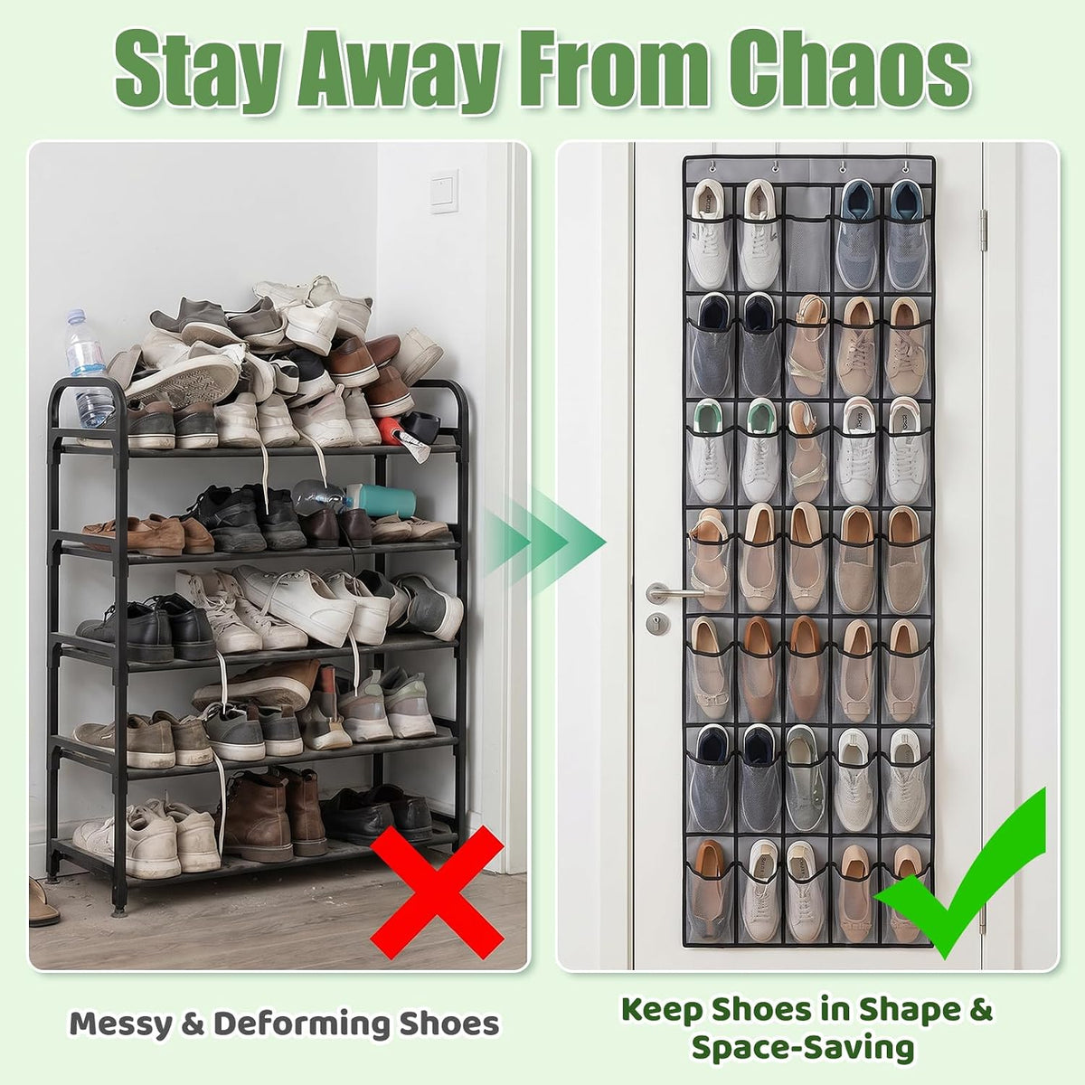2 Pcs Over The Door Shoe Organizer, 80 Large Mesh Pocket Total