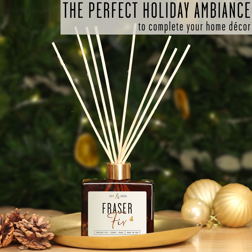 Fraser Fir Diffuser, Christmas Tree Diffuser - w/Pine Balsam, Cedar & Citrus I Infused w/Essential Oils I Christmas Décor I 3.75 OZ Oil I Long-Lasting Scent Lasts 4-6 Month's I Made in The USA