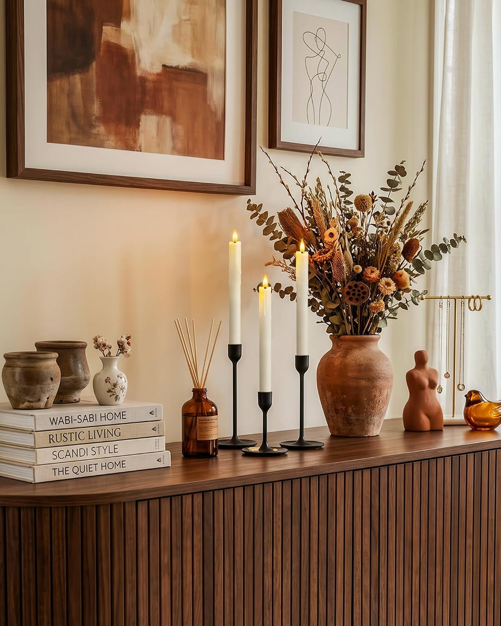 12 PCS Waxy Flameless Taper Candles, Dripless Fake Candlesticks with Timer, 9.6 Inches LED Candle with 3D Flickering Flame for Christmas Farmhouse Kitchen Fireplace Table Home Decor, White