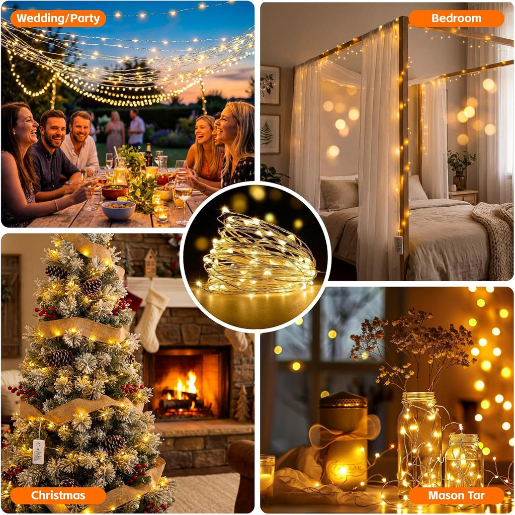 6 Pack Rechargeable Fairy Lights,7ft 20LEDs, Remote & DIY Timer