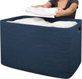 OIAHOMY 118L XXXLarge Rope Storage Basket, Oversized Blanket Basket Blue