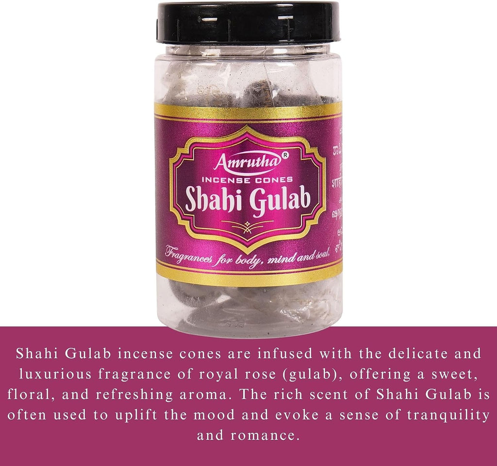 Natural Shahi Gulab Incense Cones Scent, 22 Pieces, 80 Grams Pack, Chemical Free Shahi Gulab (Royal Rose) Incense Sticks Cones Fragrance, Long Lasting Dhoop Batti by Hashcart