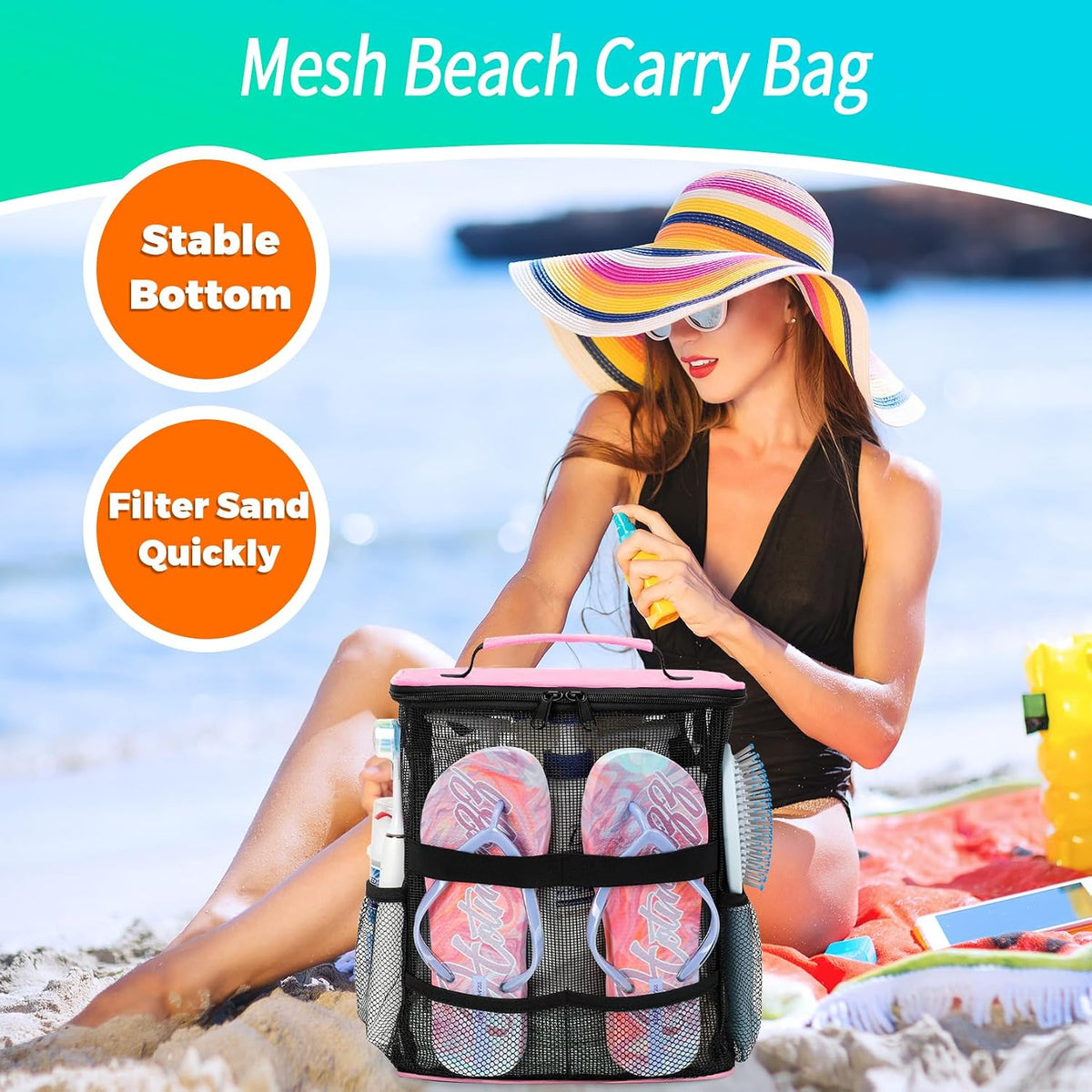Dorm Room Essentials for Girls, Mesh Shower Caddy Hanging, Large Capacity Toiletry Bag for Women, Quick Dry Shower Bag for Camping, Cruise, Travel Essentials, Christmas Birthday Gifts for Women Girls
