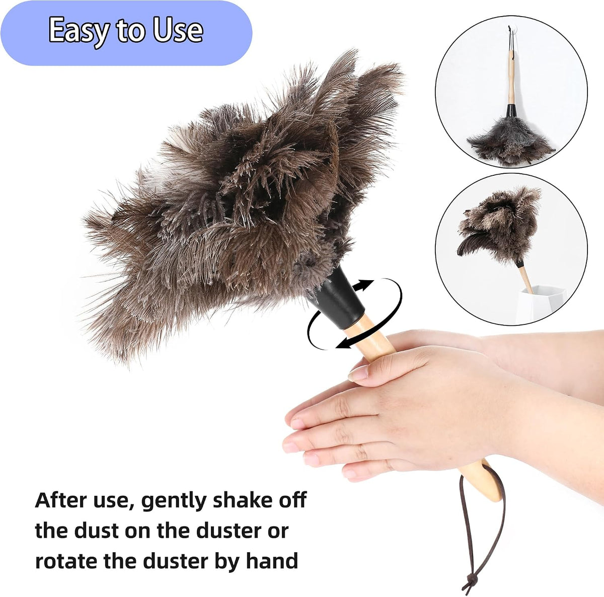 Soarer Ostrich Feather Duster for Cleaning,2Pcs Brush Kit,14inch Handle