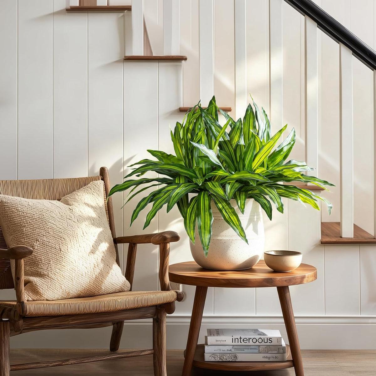 4 Pcs Artificial Greenery Stems Dracaena Faux Branches Artificial Plants Realistic Fake Dracaena Greenery Realistic Plants for Indoor Outdoor Porch Patio Home Office Living Room Decor (Light Green)