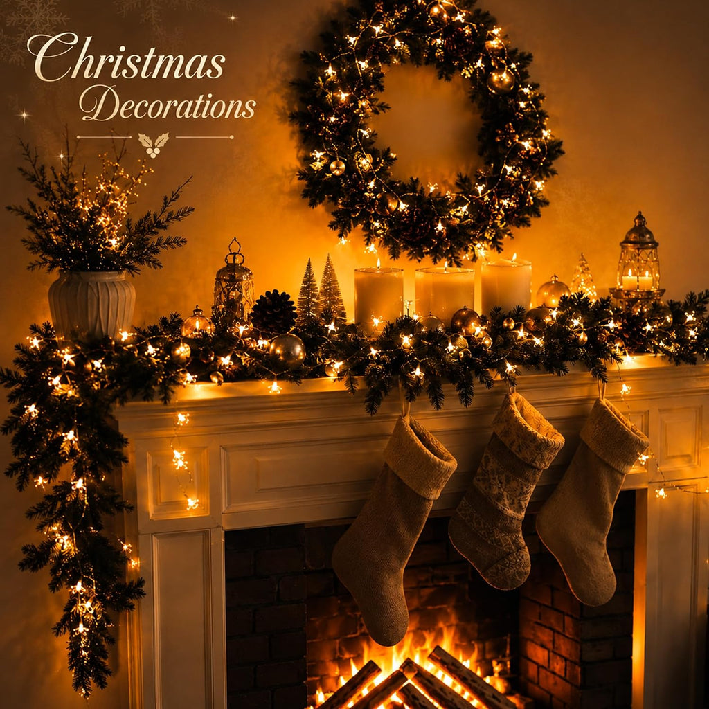 33ft Plug in Warm White Flower Fairy Lights String Christmas Hanging Decor