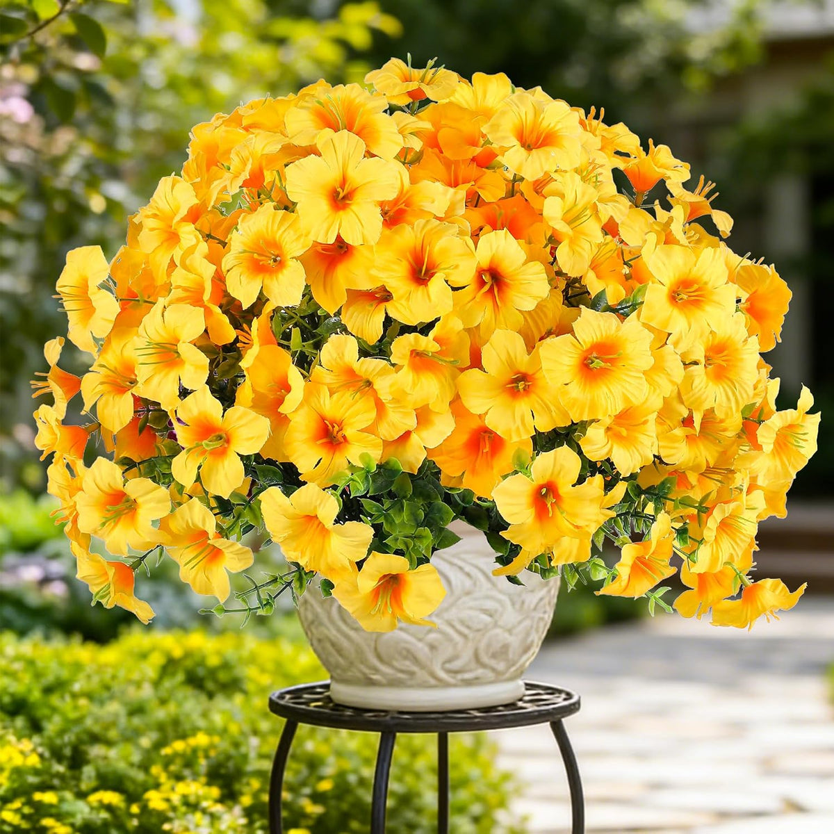 10pcs UV Resistant Faux Petunia Outdoor Flowers,Orange