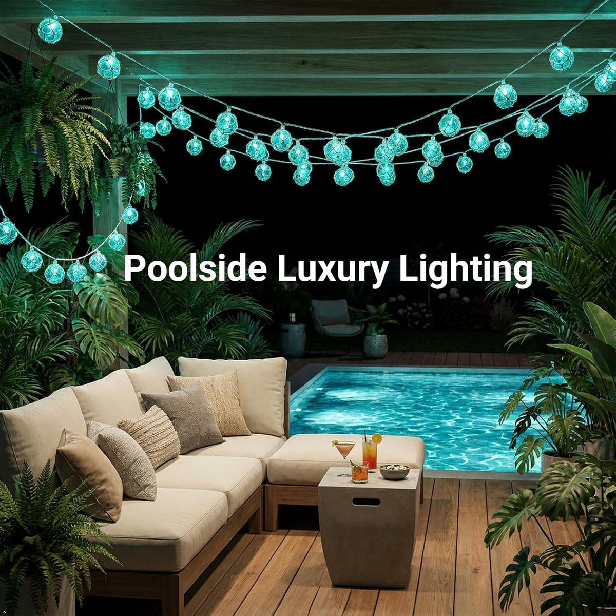 Brillarlights Blue Nautical String Lights Plug in, 10 Float Bulbs 9.8FT Beach Patio Decor, G50 Fishing Float Globes UL Certified, Connectable Coastal Lights for Lanai Deck Backyard Christmas Tree