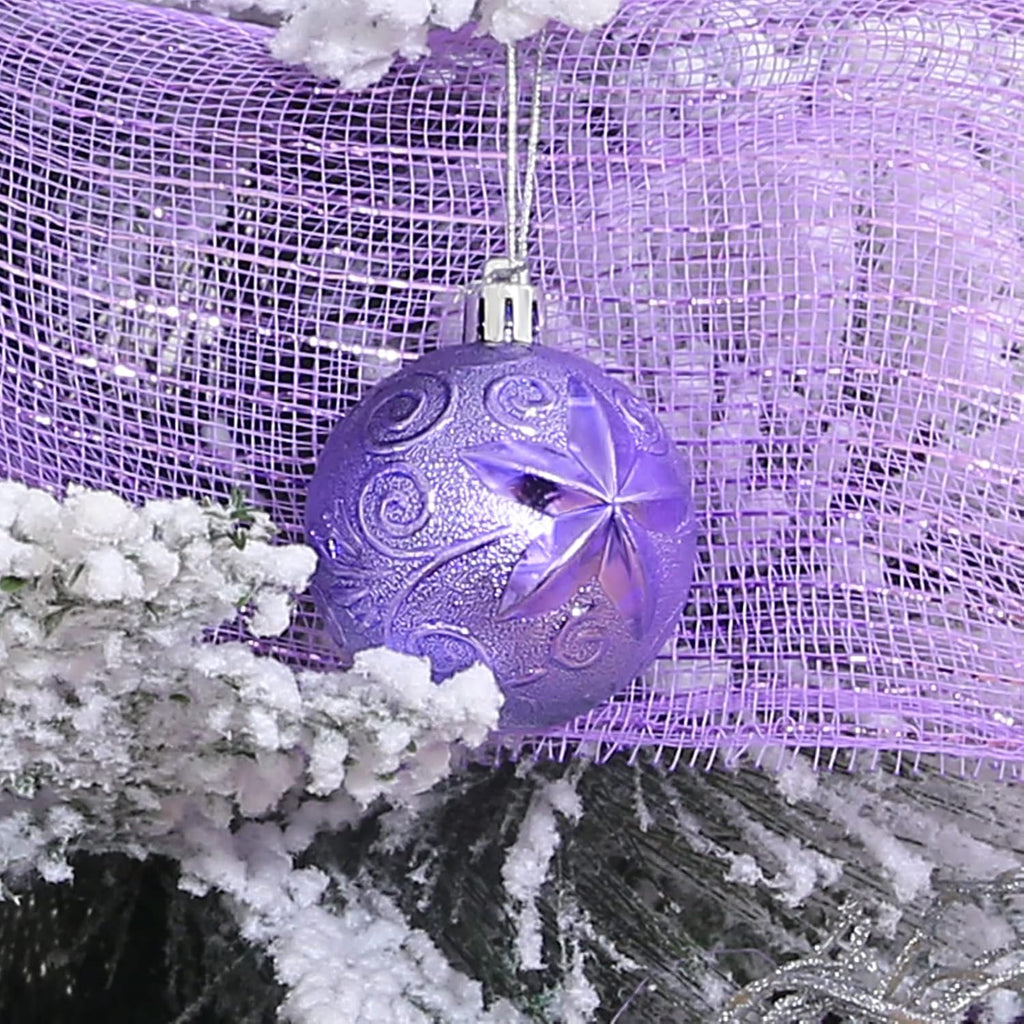 34ct Light Purple Christmas Ball Ornaments Shatterproof Plastic Christmas Tree Decorations for Xmas Party Home Office Holiday Decor -Medium Size (2.36"/ 60mm)