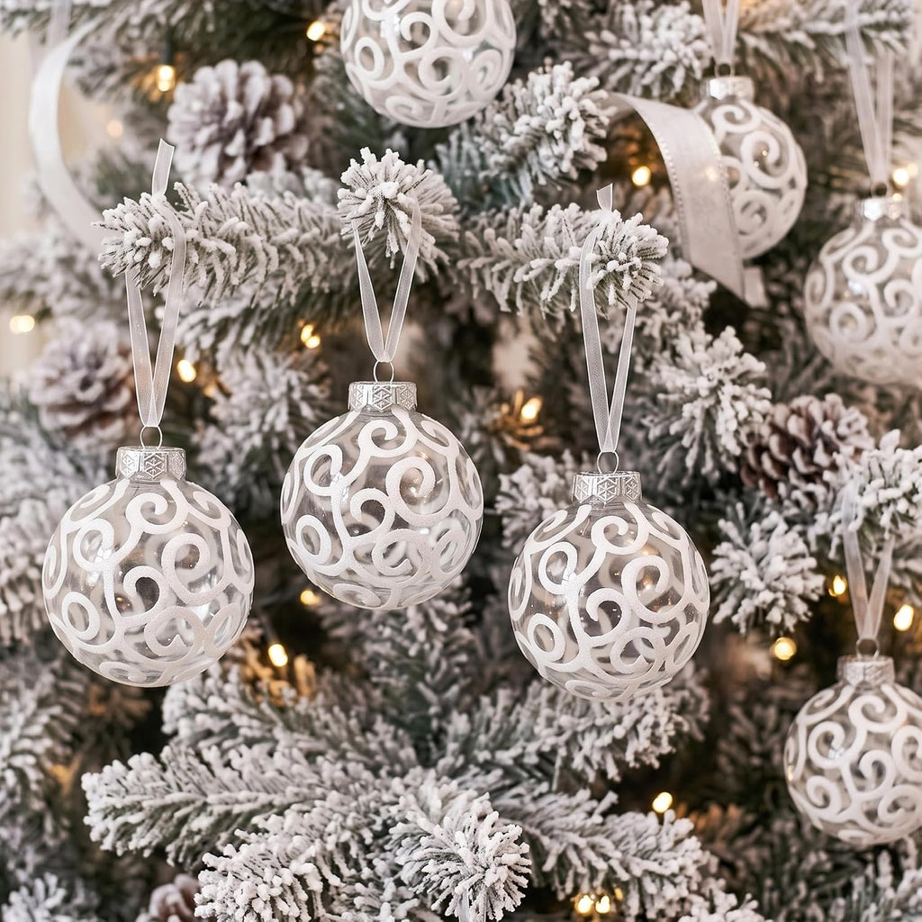 Christmas Balls, White Shatterproof Christmas Tree Ball Ornaments, Small 2.36 Inch 4 Sets