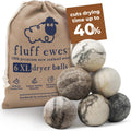 Fluff Ewes Wool Dryer Balls 6 Pack, Marble, XL