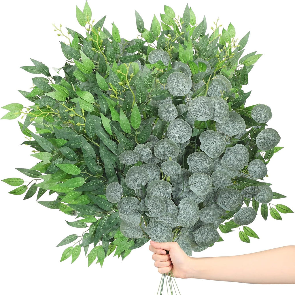 Giegxin 18 Pcs 22" Artificial Eucalyptus Greenery Stem Faux Italian Ruscus