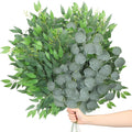 Giegxin 18 Pcs 22" Artificial Eucalyptus Greenery Stem Faux Italian Ruscus