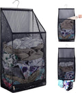 Hanging Collapsible Breathable Mesh laundry bags,Fast Drying Portable Space Saving Laundry Hamper for dorm,Rv Laundry Hamper Storage (Black)
