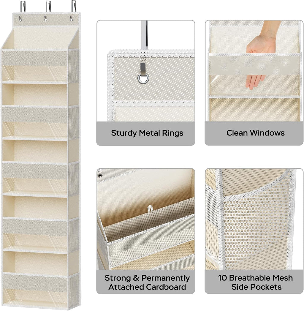 MAX Houser 5-Shelf Over The Door Hanging Organizer for Bathroom, Beige