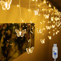 Butterfly Curtain Lights, 4.9ft 48 LED USB Window Fairy Lights 10 Butterflies 8 Modes Firefly Twinkle String Lights for Room Bedroom Wall Ceiling Party Wedding Christmas (Warm White)