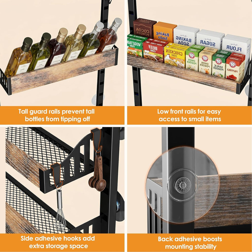 8 Tier Over The Door Pantry Organizer, Adjustable Basket, Brown
