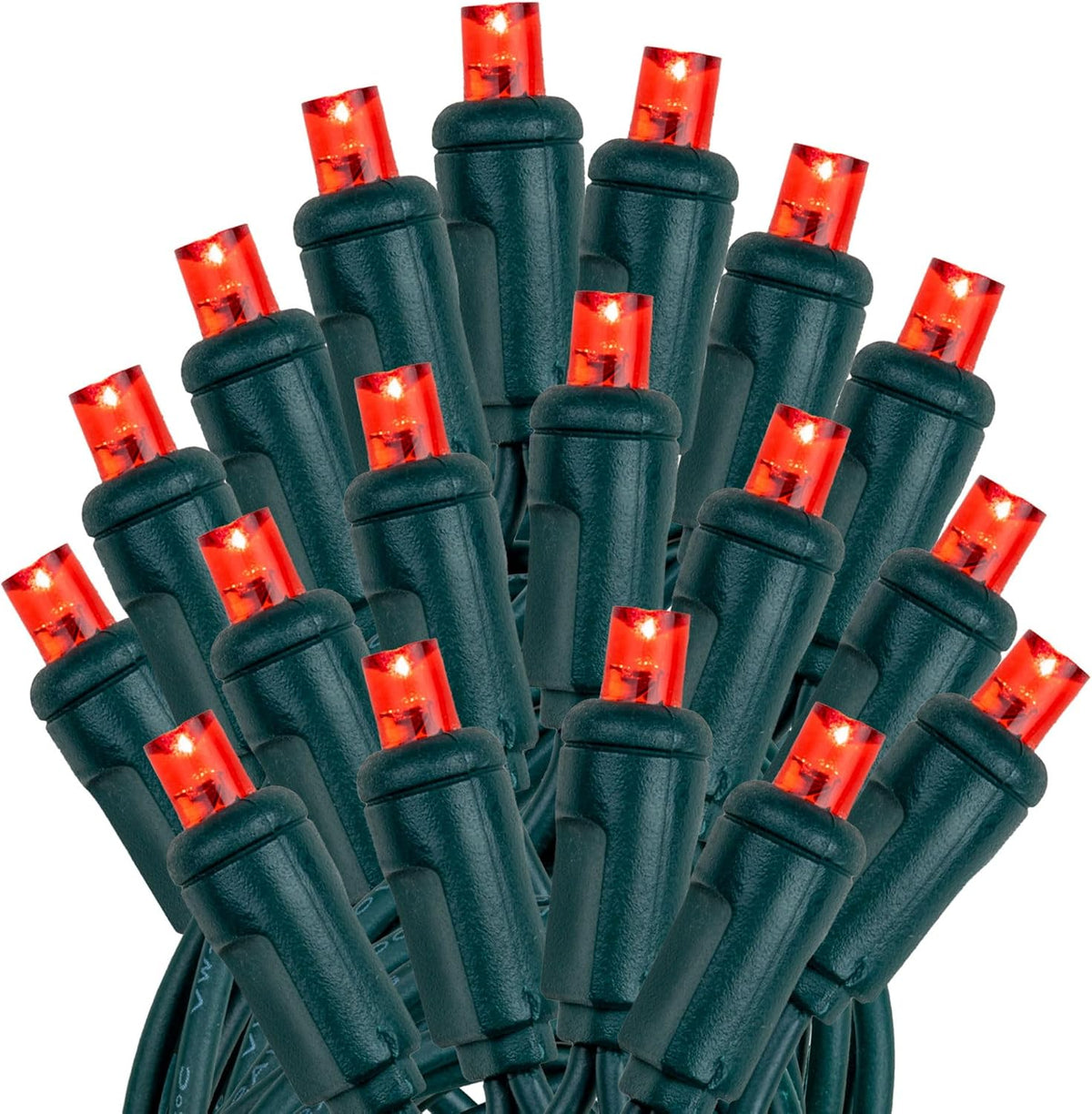 Novelty Lights 25ft 50 LED Red Christmas Lights, Green Wire String Lights