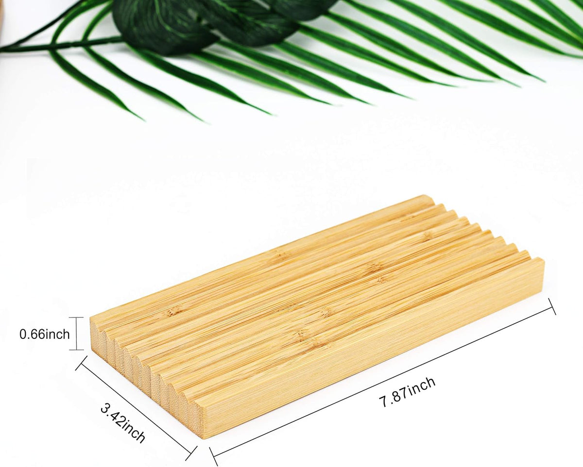 Bamboo Soap Dish, Bar Soap Holder for Shower Bathroom, Kitchen, Wooden Tray for Soap