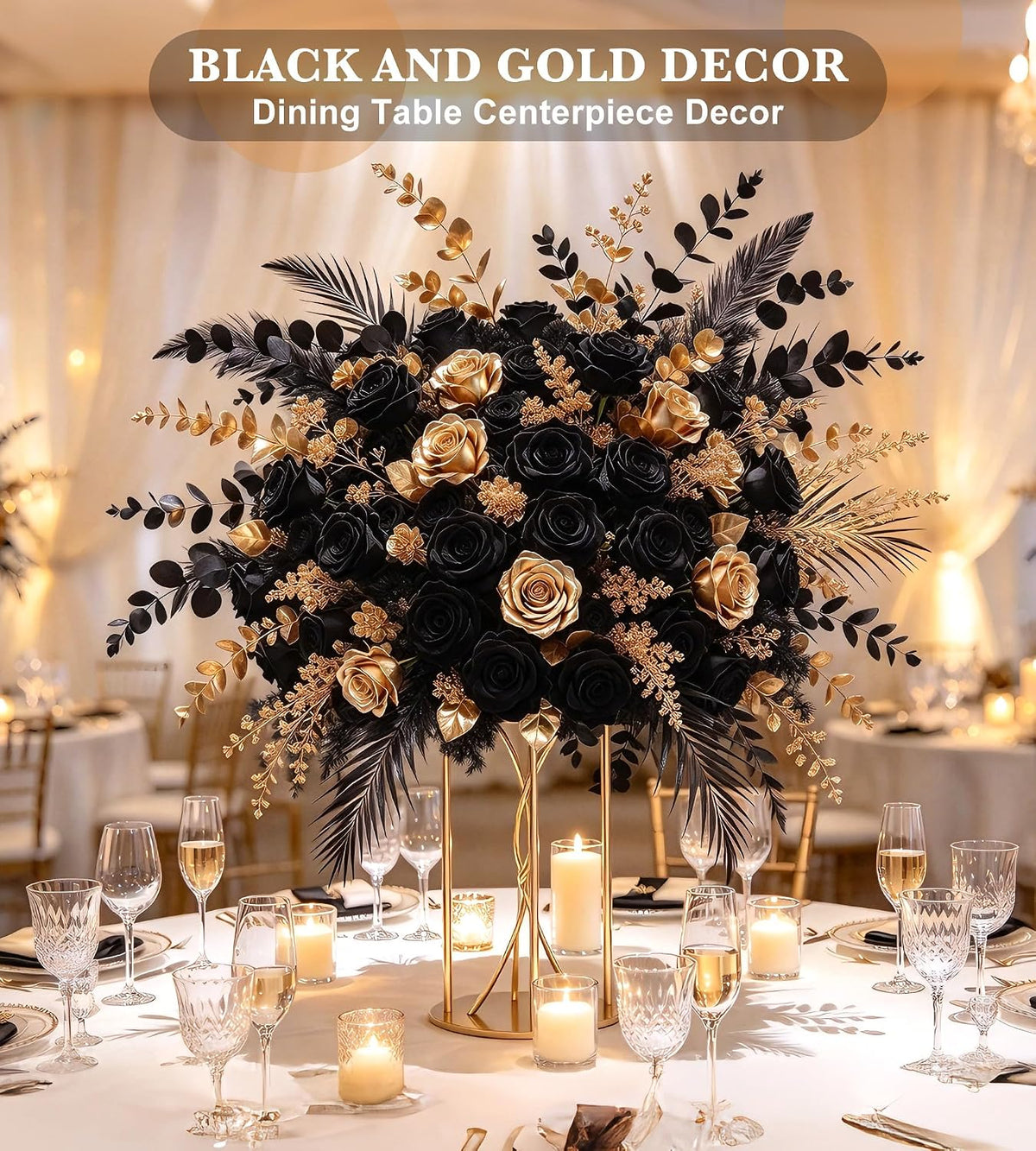 40 Pcs Gold Artificial Eucalyptus Stems,Faux Eucalyptus Leaves Branches