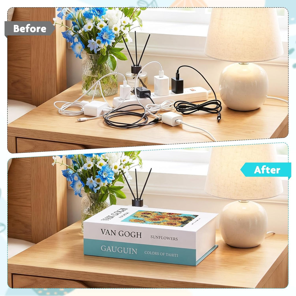 Book Shape Decorative Cable Management Box, Sunflower Gogh