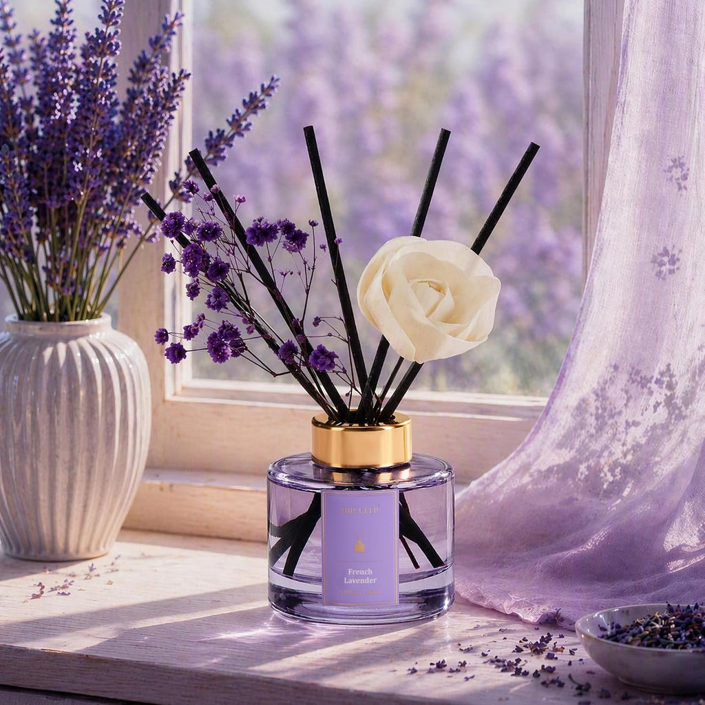 Airkeep Flower Reed Diffuser Set, French Lavender Diffuser Set, 5.07 Fl.oz (150ml), Home Fragrance, Bathroom, Bedroom & Home Décor, Air Freshener