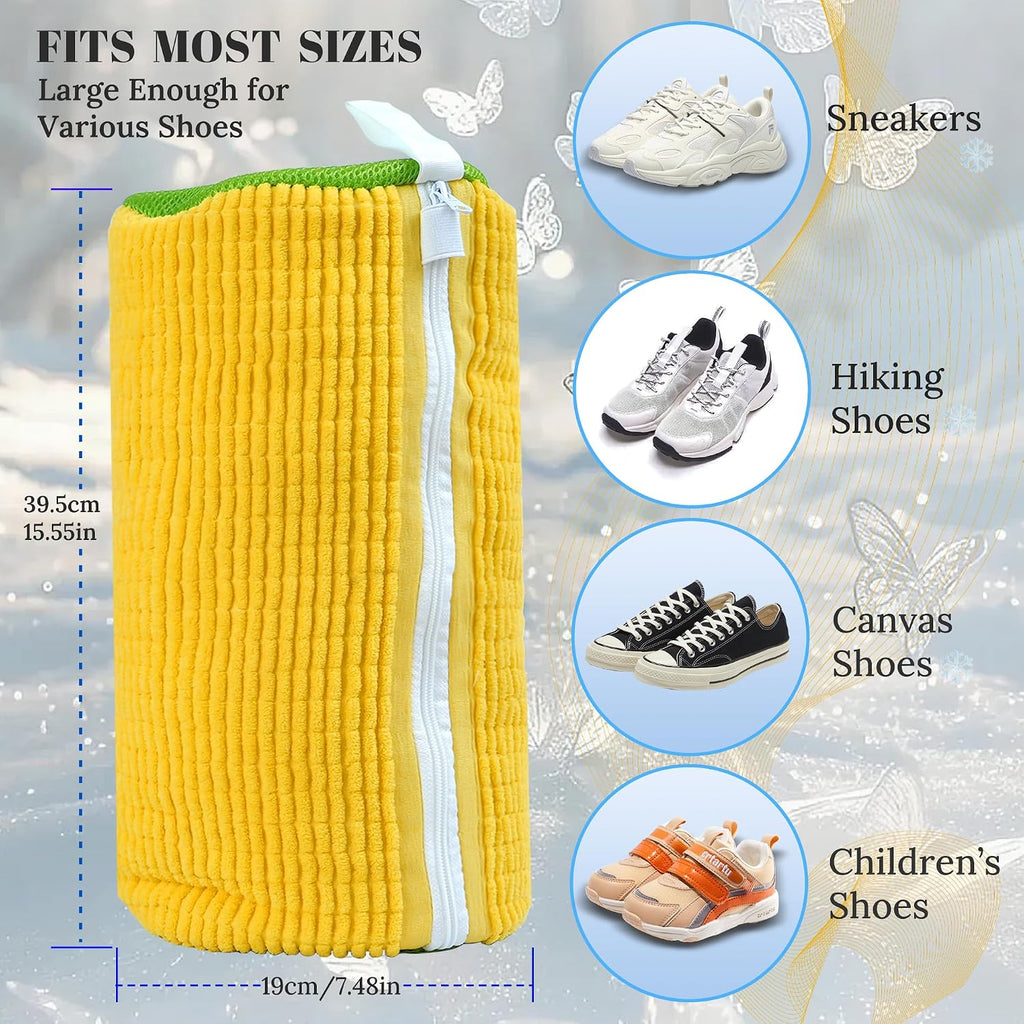Shoe Washing Machine Bag, Laundry Shoe Bag for Washer and Dryer,2Pcs Reusable Shoe Bag for Washing Machine Fit Most Shoes Types (Yellow 2 pcs)