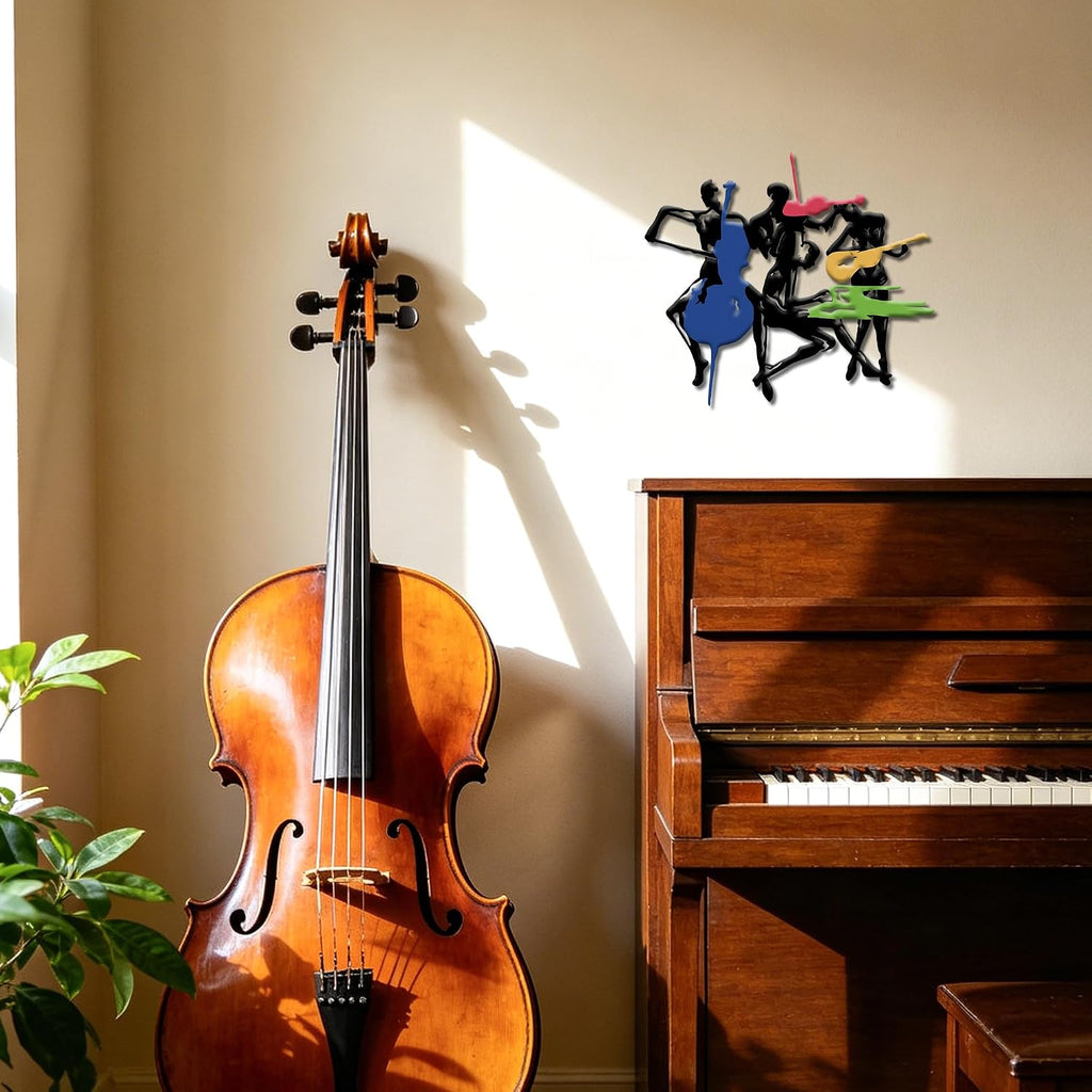 JEWLOVE Music Wall Art, Abstract Colorful Band Metal Wall Decor