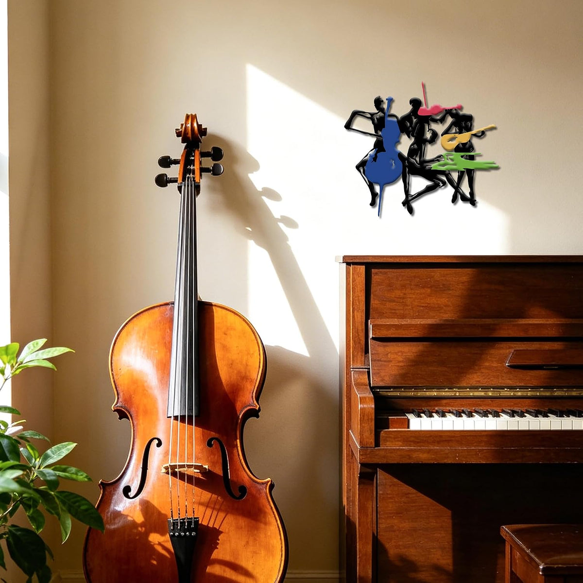 JEWLOVE Music Wall Art, Abstract Colorful Band Metal Wall Decor