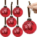 Threan 6 Pcs Vintage Red Mercury Glass Christmas Ornaments, Polka Dot