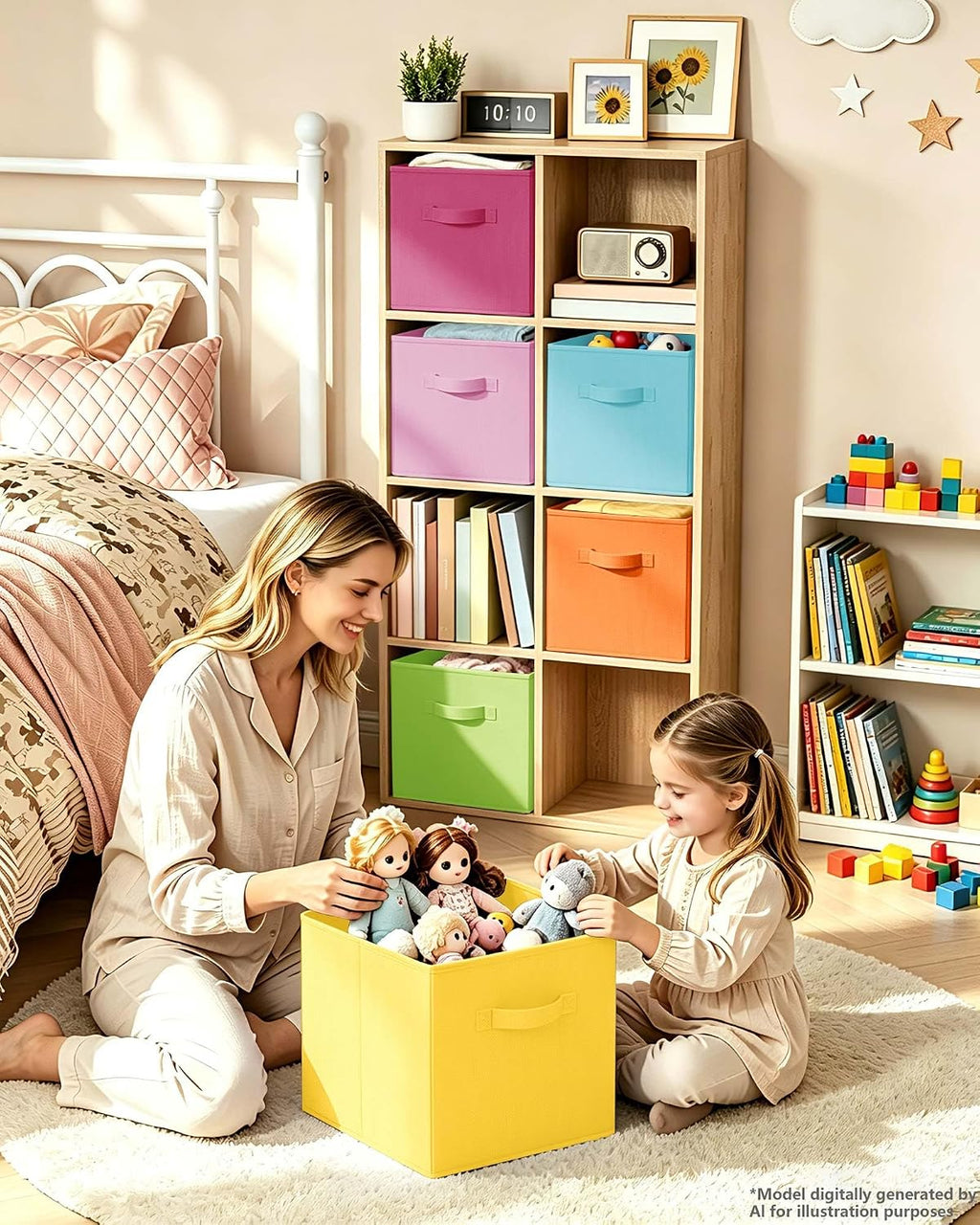 LHZ.K Cube Storage Bins, Foldable Fabric Storage Bins, 6Pcs, Rainbow